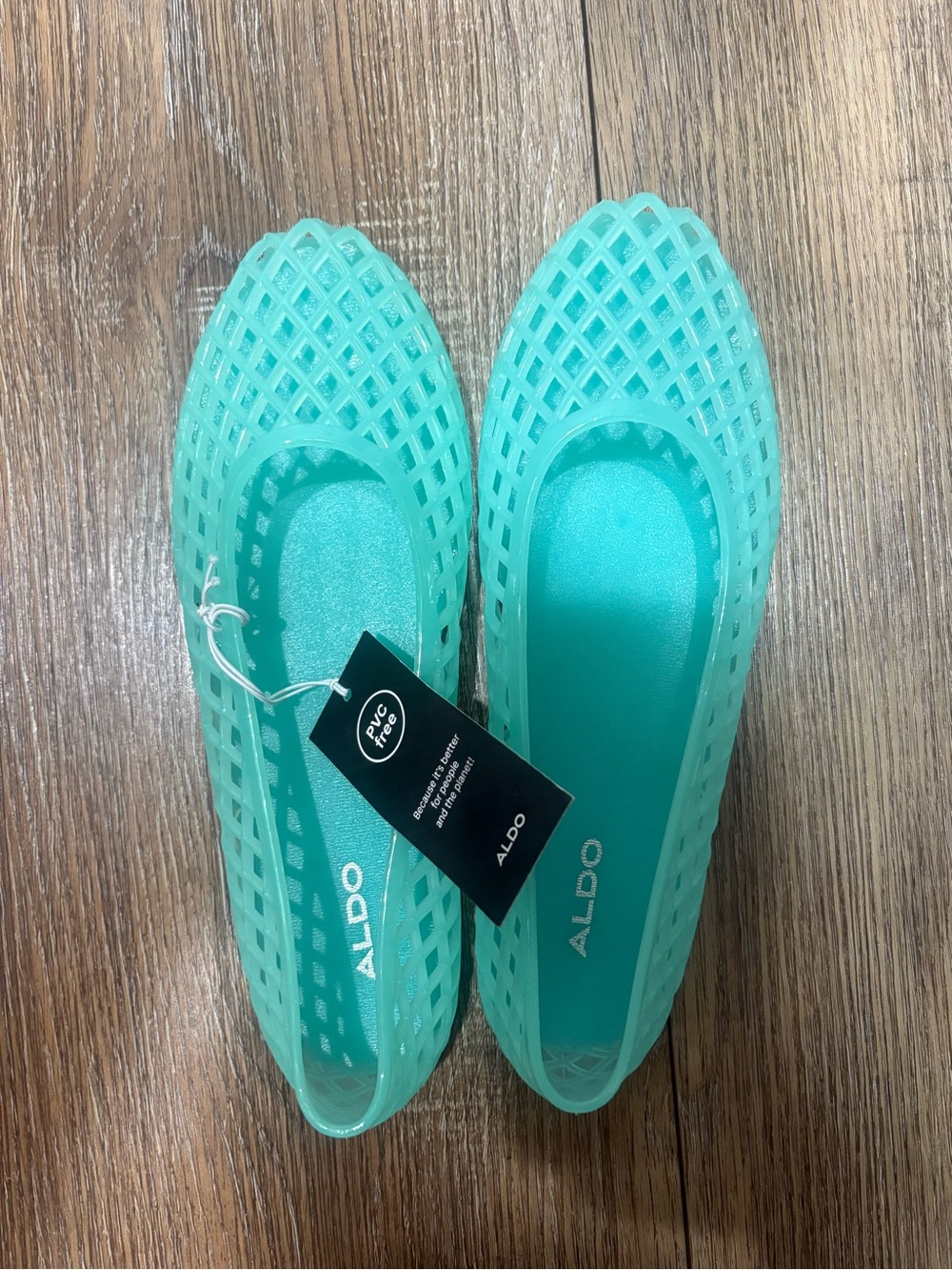 ALDO Women's Mint Green Lattice Jelly Flats